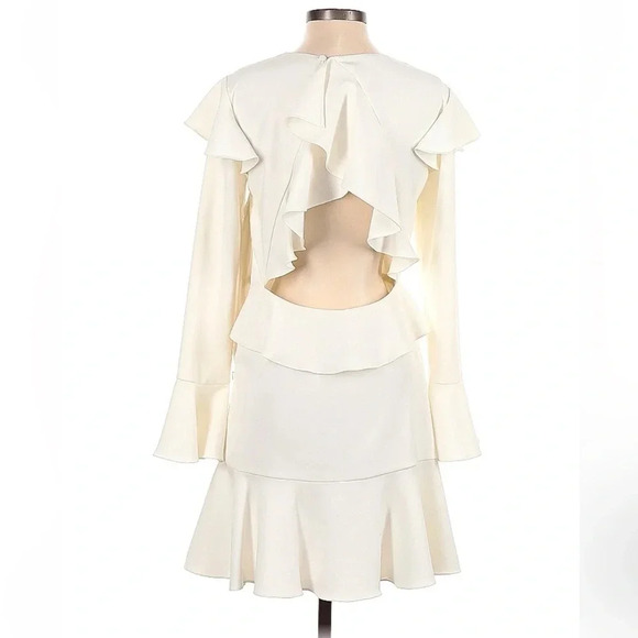 Jay Godfrey | Ivory Mae Flounced Ruffle Cutout Open Back Dress Wedding Size 4 - Picture 4 of 5
